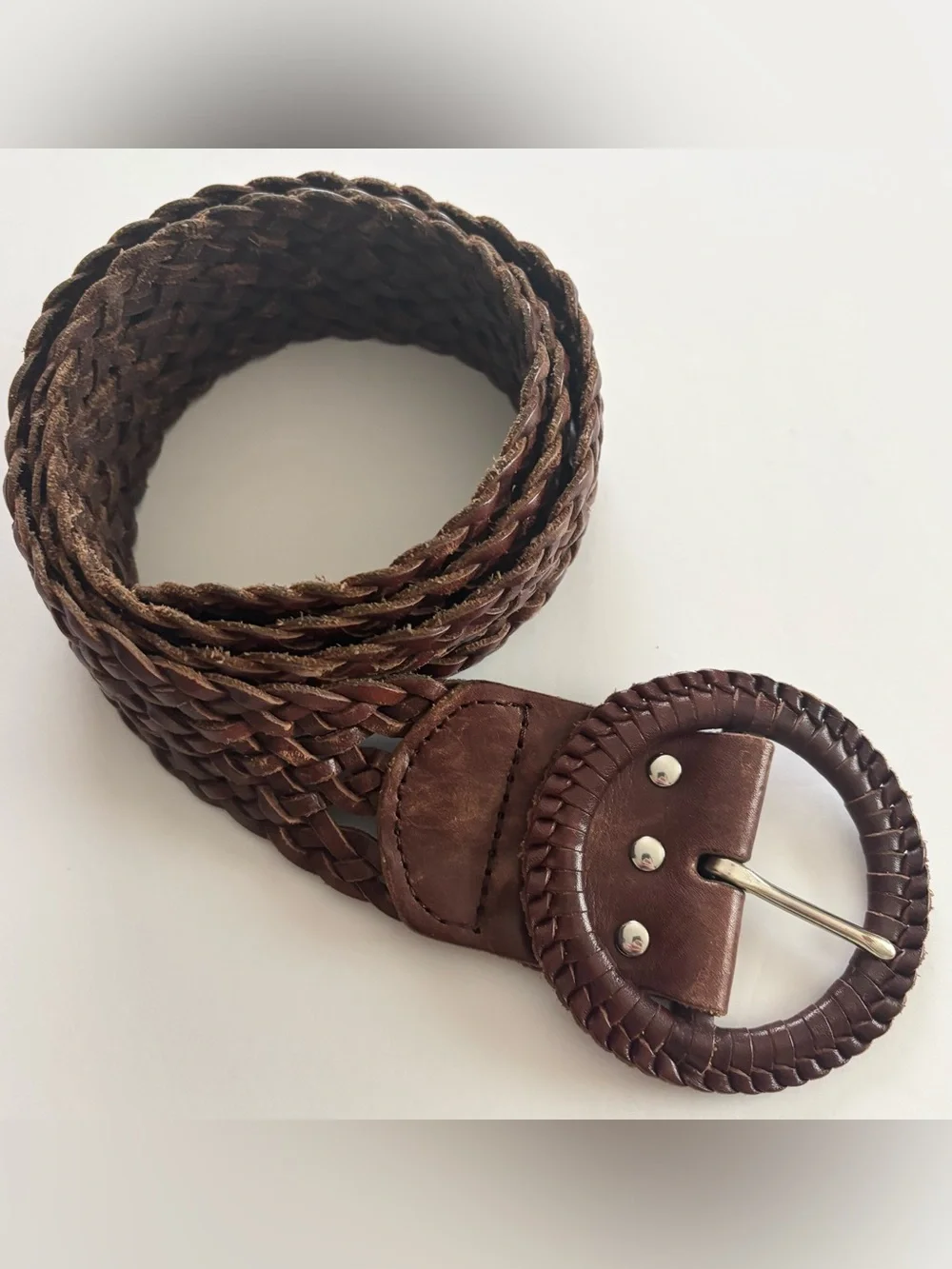 Vintage American Eagle Leather Y2K Braided Statement Belt